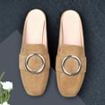 thumbnail image 2 of TIEVOSA Women's Spring and Summer New Flat Half Slippers Solid Color Suede Casual Shoes, 2 of 5