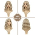 thumbnail image 4 of MORICA Hair Synthetic Curly Bob Wig with Bangs Short Wavy Hair for Women Bob Style Heat Resistant Colored Wigs, 4 of 8