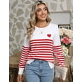 thumbnail image 3 of Striped Sweater for Women 2024 Fashion Crewneck Lightweight Heart Sweater Casual Loose Side Split Pullover Tops Shermie, 3 of 6