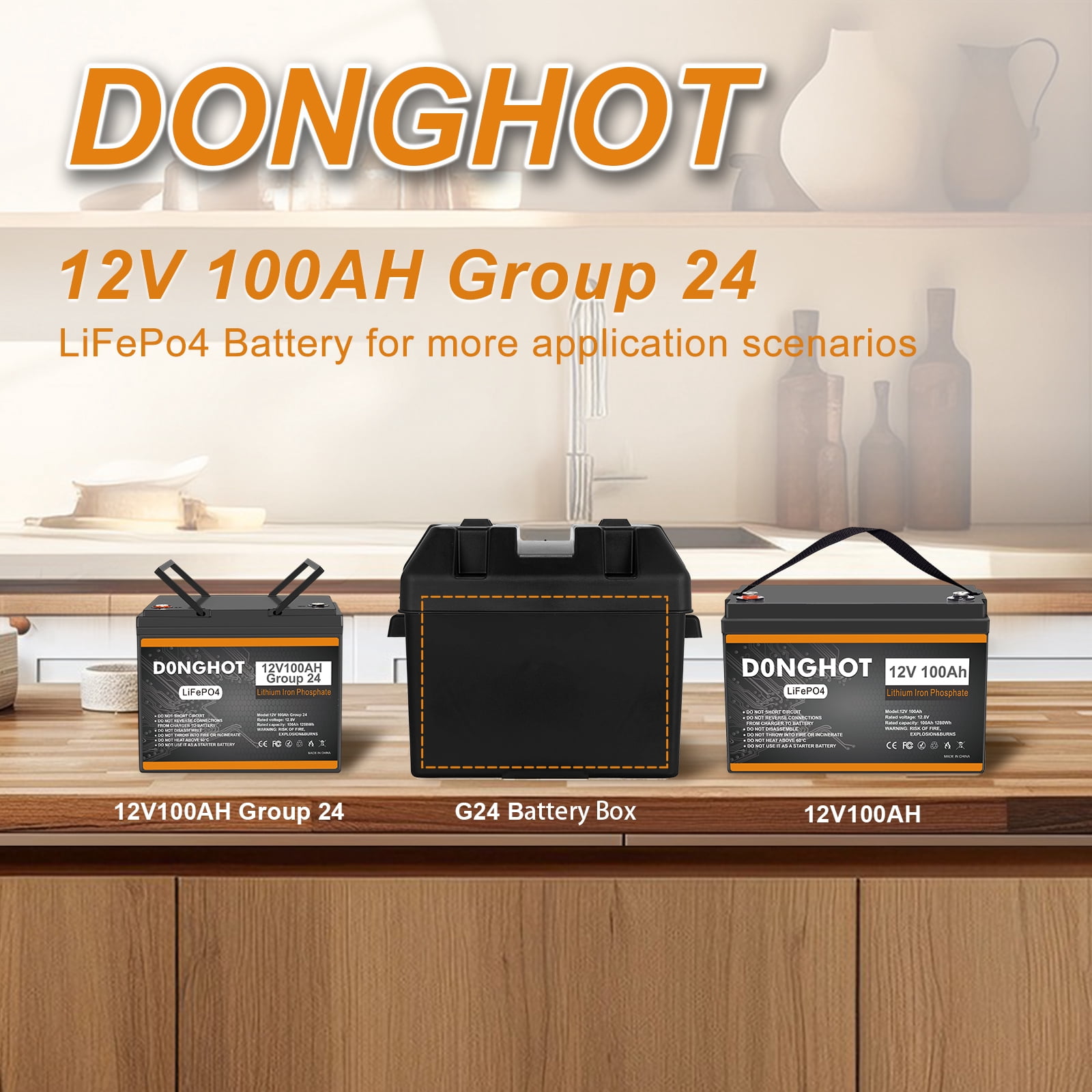 12V 100Ah LiFePO4 Lithium Battery,100A BMS,15000 Deep Cycles,D0NGHOT Battery for RV,Solar,off-Grid,Marine,Backup Power