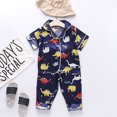 thumbnail image 4 of Jamsmile Toddler Boys Pajamas Satin Button Down Dinosaur Shirts + Pants Silk Summer Sleepwear Loungewear, 4 of 4