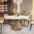 thumbnail image 2 of Tribesigns 59 inch Modern Luxury Sintered Stone Round Dining Table with Gold Stainless Steel Pedestal for Kitchen Dining Room, 2 of 9