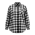 thumbnail image 3 of Horkkom Cotton Button Down Shirts for Women Loose Long Sleeve Plaid Print Flannel Shirts Casual Fall Lapel Tops with Pockets XXL, 3 of 4