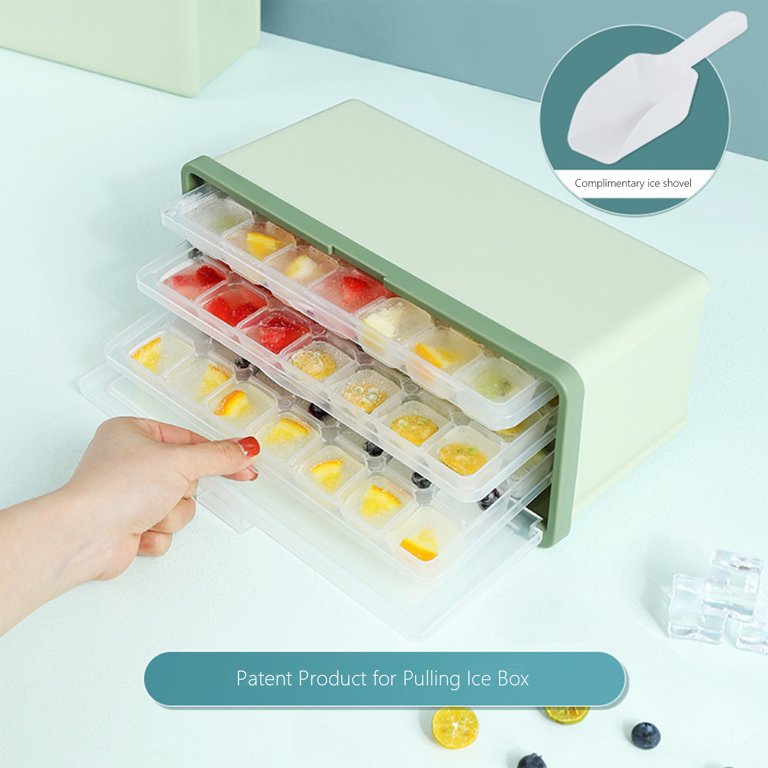 Yyeselk Ice Cube Tray for Freezer with Lid and Bin- Silicone Ice