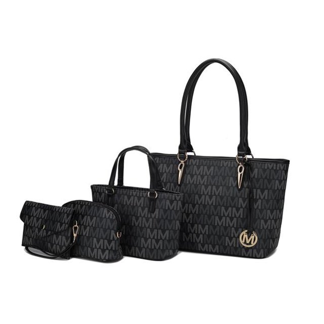 MKF Collection by Mia K. Alexy M Signature Bag Set, Black - 4 Piece