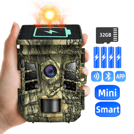 WISCOUTING Solar Powered Trail Camera 32MP 2.7K WiFi Rechargeable Night Vision