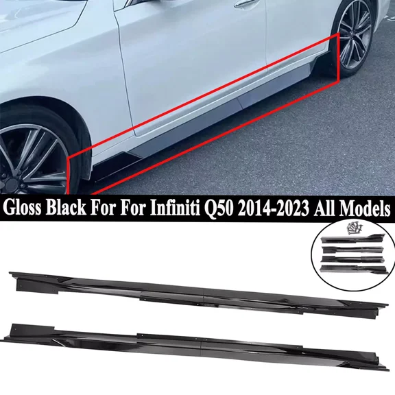 For Infiniti Q50 2014-2023 Side Skirts Rocker Panel Extension Lip Glossy Black