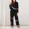 thumbnail image 2 of Yiaed Skeleton Playing Xylophone Print Pajamas Women's Long Sleeve Sleepwear Soft Button Down Loungewear Pjs Lounge Set Nightwear Womens Pajama Pants-, 2 of 7