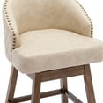 thumbnail image 6 of Bar Stools Set of 2,Swivel Counter Height Barstools,Comfortable Bar Chairs with Tufted Back and Nail Head Trim,Kitchen Island Chair Stools with Wood Legs and Footrest for Home Bar Dining Room,Apricot, 6 of 7
