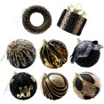 thumbnail image 3 of 8 piezas de bolas de Navidad de la serie de oro negro, adornos de bolas de espuma para árbol de Navidad, adornos colgantes, bolas de peluche, decoración del hogar, 3 of 4