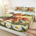 thumbnail image 3 of Castle Fairy Highland Cow Twin Sheet Sets for Teens Female Men,Floral Daisy Bedding, 3 of 7