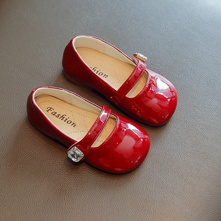 

Huilaibazo Fashion Autumn Toddler And Girls Casual Shoes Dance Shoes Thick Sole Round Toe Buckle Dress Shoes