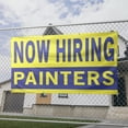 thumbnail image 2 of Now Hiring Painters 13 oz Heavy Duty Vinyl Banner Painter Jobs Available Work Help Wanted Sign for Business Advertising Indoor/Outdoor Single-Sided with Metal Grommets (2x5 ft, Ye & Bl), 2 of 6
