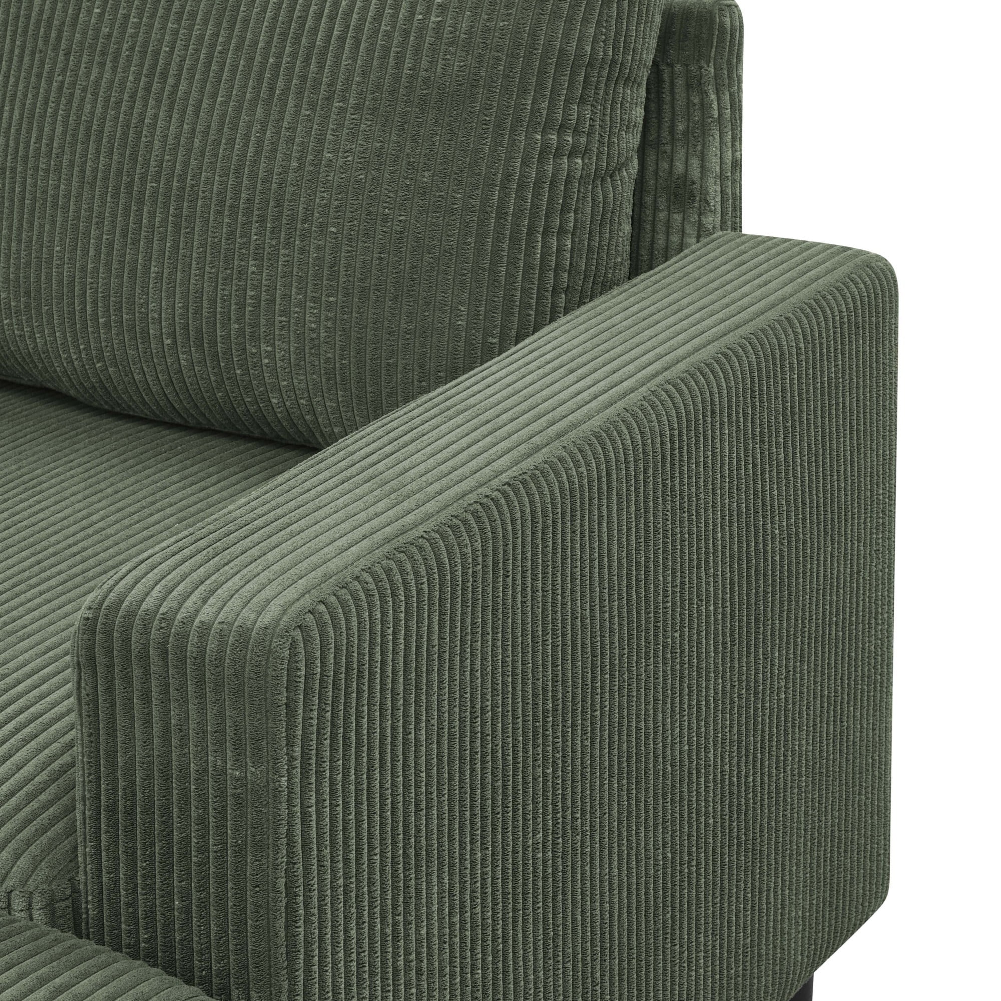DEALTOPS 101" U-Shaped Modular Sectional Sofa with 2 Ottomans, Corduroy 4-Seater Cloud Couch for Living Room, Green