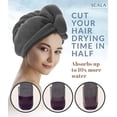 thumbnail image 3 of Scala Microfiber Hair Towel Wrap, Turban Twist, Anti Fizz, Super Absorbent Quick Dry for Women, Gray, 2 Pack, 3 of 7