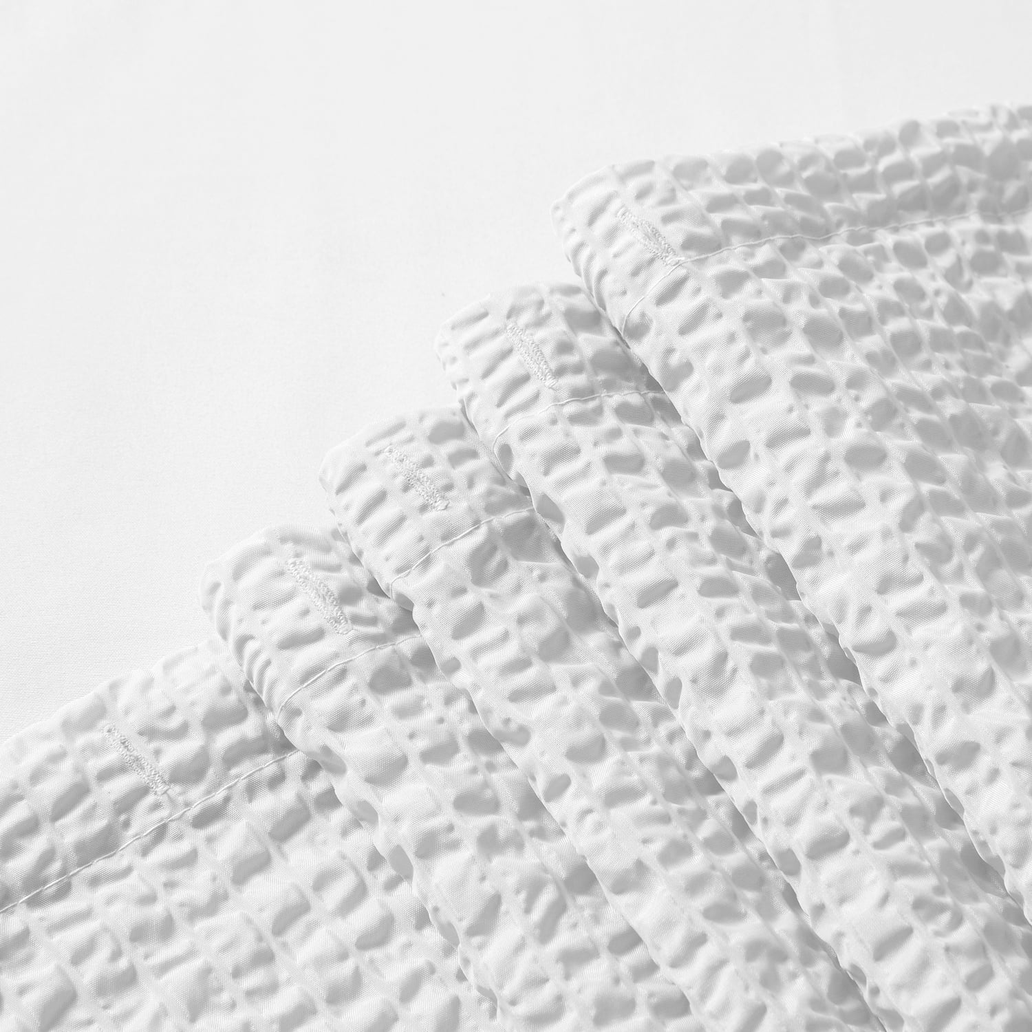 Dainty Home Tranquility White Embossed Seersucker Polyester Shower Curtain, 70 x 72