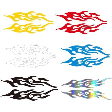12 Pieces Bike Flame Reflective Decals Helmet Fire Stickers 6 Colors Decorative Stickers Bicycle Stickers and Decals for DIY