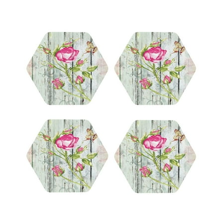 

Tideii Vintage Wood Background with Floral for Leather Coasters 4 Pieces Anti-fouling and Anti-scalding Decorative Coasters Suitable for Restaurants Kitchens Coffee Shops-Hexagon
