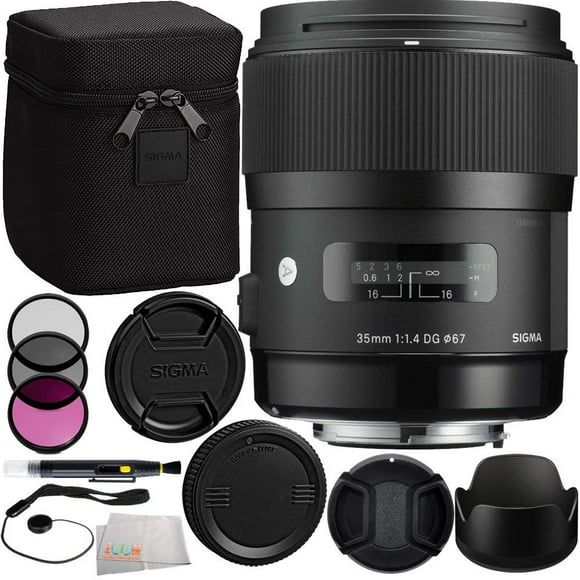 Sigma 35mm f/1.4 DG HSM Art Lens (for Nikon DSLR Camera) Bundle Includes Manufacturer Accessories + 3 PC Filter Kit + Lens Cap + Lens Pen + Cap Keeper + Microfiber Cleaning Cloth