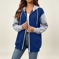 thumbnail image 3 of Perfectbot Women's Color Block Zip Up Hooded Jacket, Front Kangaroo Pockets Hooded Sweatshirt Coat, 3 of 7