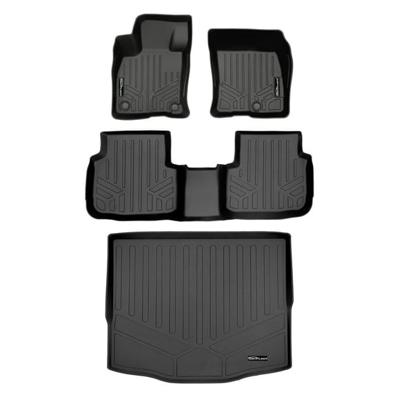 SMARTLINER All Weather Customer Fit Floor Mats 2 Rows and Cargo Behind 2nd Row Set Black Compatible With 2020-2021 Ford Escape