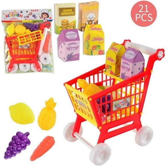 SIfdSeng Christmas Toys for Toddlers Shopping Cart Fruit and Vegetables Pretend to Play Children Kids Educational Toy Christmas Themed Toys for Boys Kids Outdoor Toys Girls