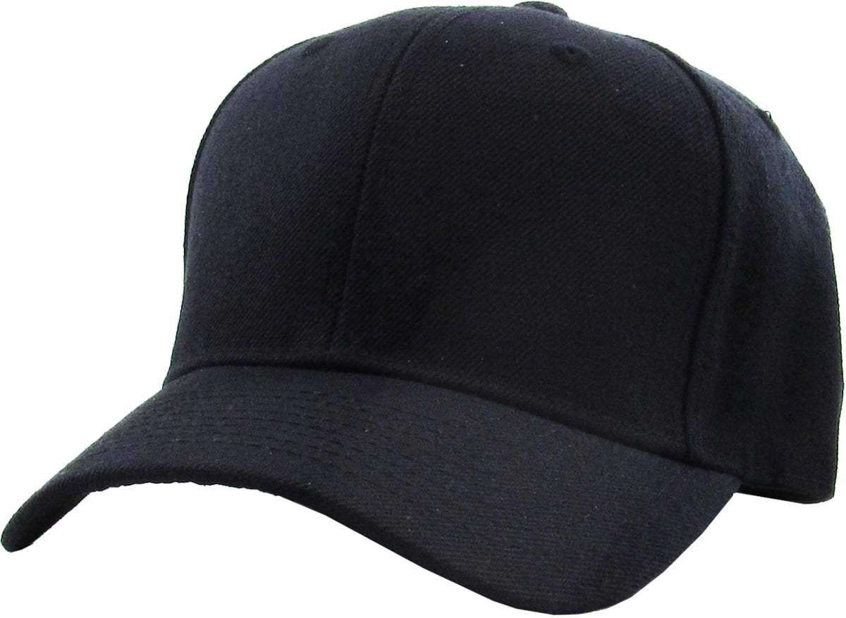 7 5/8 Black Blank Fitted Curved Cap Hat 