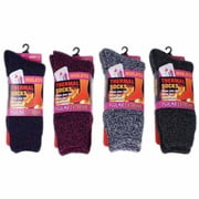 Pack of 2 - Polar Extreme Thermal Women’s Marled Winter Crew Solid Gathered Top Socks - Assorted