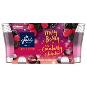 Glade 1 Wick Scented Candle, Merry Berry Celebration, Fragrance Infused with Essential Oils, 3.4 oz Each, Pack of 2