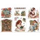 thumbnail image 1 of Calcomanías de transferencia para muebles, manualidades y decoración (6" x 12"), 3 unidades, estilo vintage femenino con libros, resistentes al agua y a los rayos UV., 1 of 9