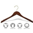thumbnail image 3 of The Great American Hanger Company Wooden Top Hanger with Walnut Finish, Space Saving 17 Inch Flat Hangers with Brass Swivel Hook & Notches for Hanging, 3 of 4