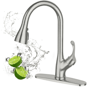 Appaso Pull Down Kitchen Faucet with Sprayer Stainless Steel Brushed Nickel - Single Handle Commercial High Arc Pull Out Spray Head with Deck Plate, Grifos De Cocina