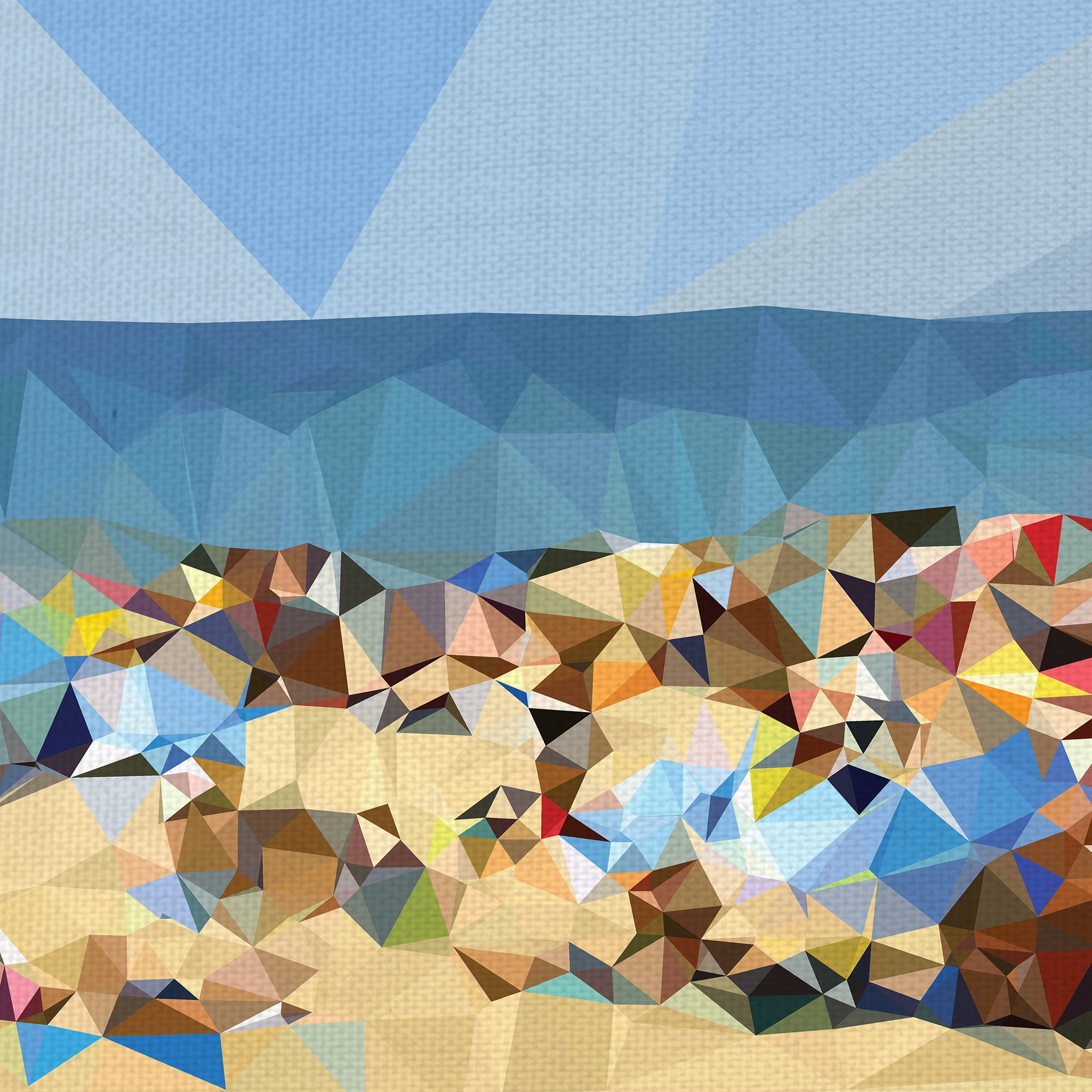 Masterpiece Art Gallery Beach Geometric Fragments C by The Studio Canvas Art Print 24" x 48"