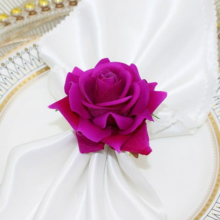 

YUEtays Blue Flower Napkin Rings Floral Napkin Rings Rose Napkin Holder Handcraft Flower Napkin Rings Wedding Table Decoration for Valentine s Day Wedding Banquet Birthday Party (Rose)