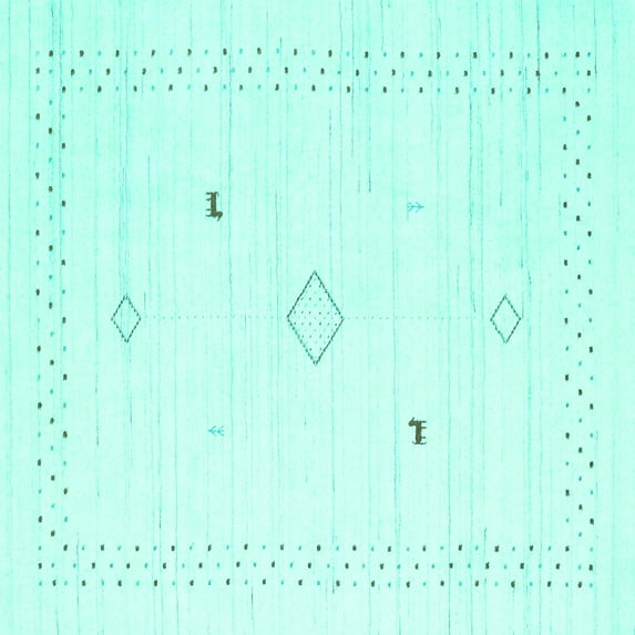 Ahgly Company Machine Washable Indoor Square Solid Turquoise Blue Modern Area Rugs, 5' Square