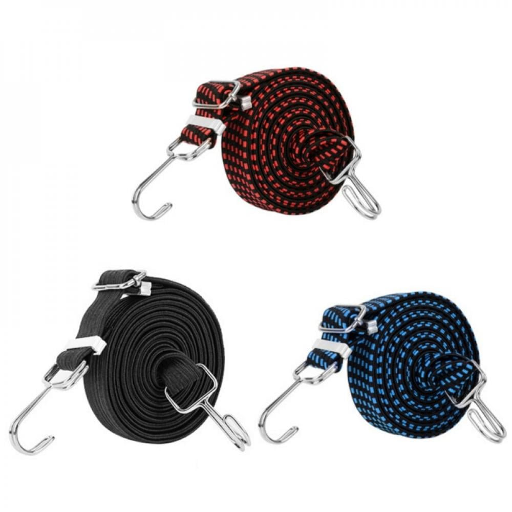 120/160 Inch Adjustable Flat Bungee Cords With Hooks Latex Heavy Duty Straps 
