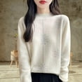 thumbnail image 2 of Winter Sweaters for Women, Semi High Neck Knitted Sweater in Solid Color, 2 of 9