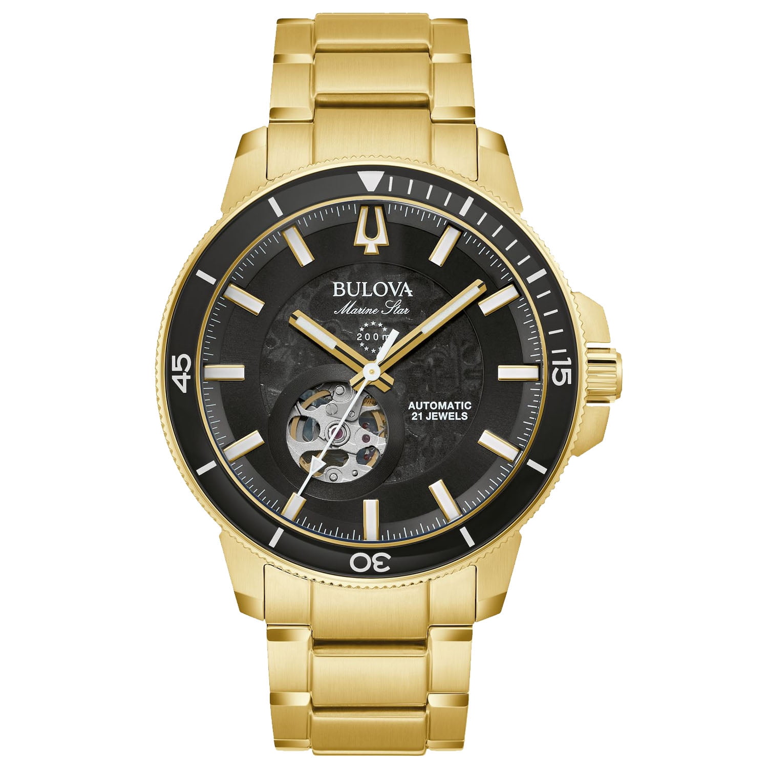 Bulova Men s Goldtone Automatic Blue Dial Bracelet Watch 97A131 Walmart