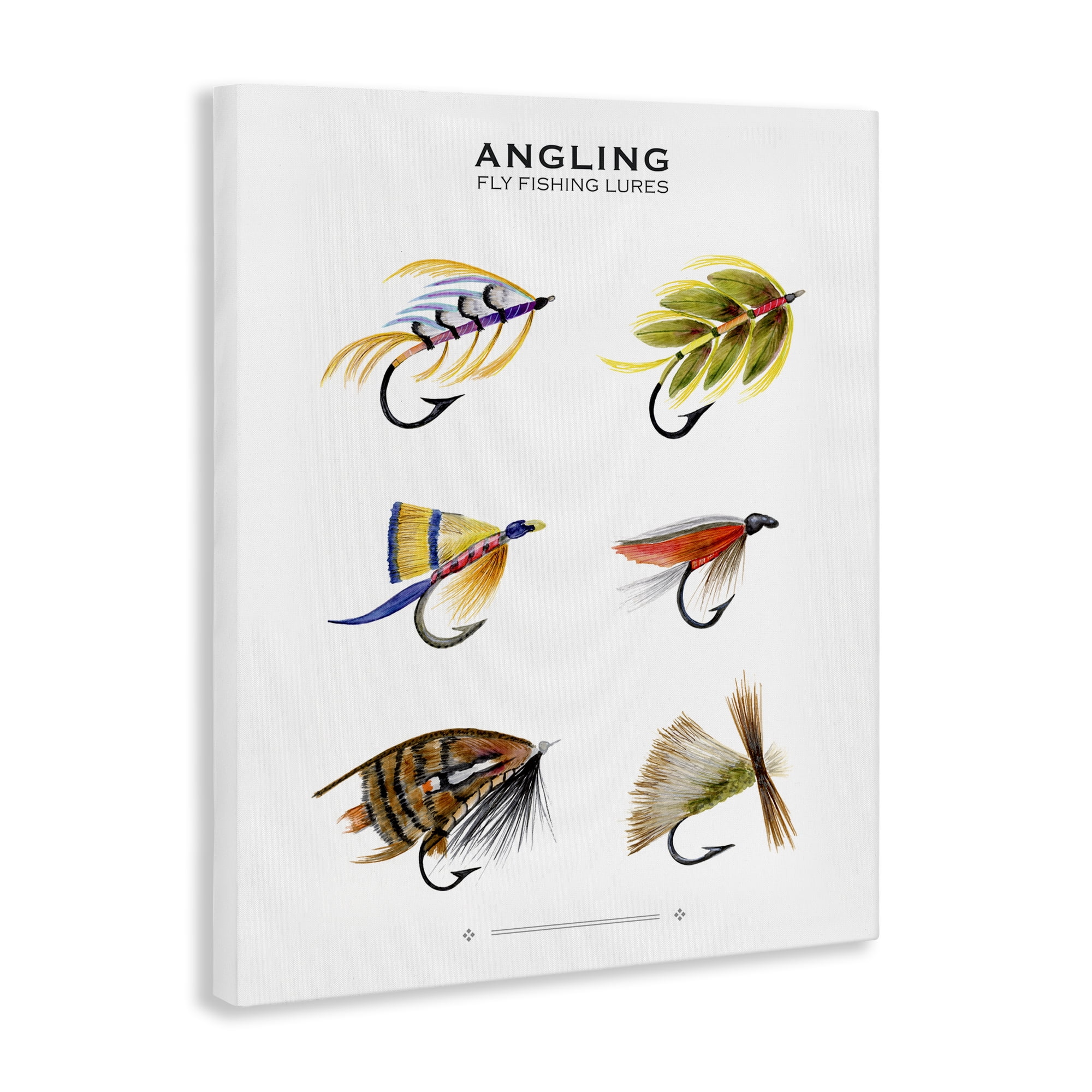 Stupell Industries Angling Fly Fishing Lures Sports Painting Wrapped Canvas Art Print Wall Art, 24 x 30