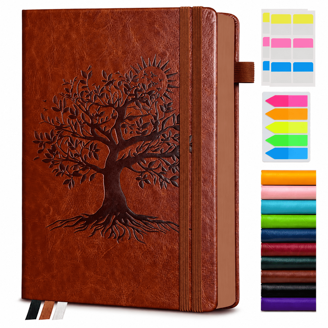 Brown A5 (5.8in x 8.3in) Lined Hardcover Journal Notebook with 300 Numbered Pages