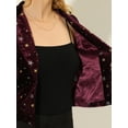 thumbnail image 5 of INSPIRE CHIC Women's Printed Business Office One Button Crop Metallic Star Velvet Blazer XS Burgundy-Star, 5 of 7
