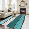 thumbnail image 2 of Non-Slip Rug Pad Rugs Farmhouse Wood Board Teal Gradient Rectangle Area Rugs 5x7Ft Soft Carpet Pads for Living Room Kids Room, Retro Barn Plank, 2 of 9