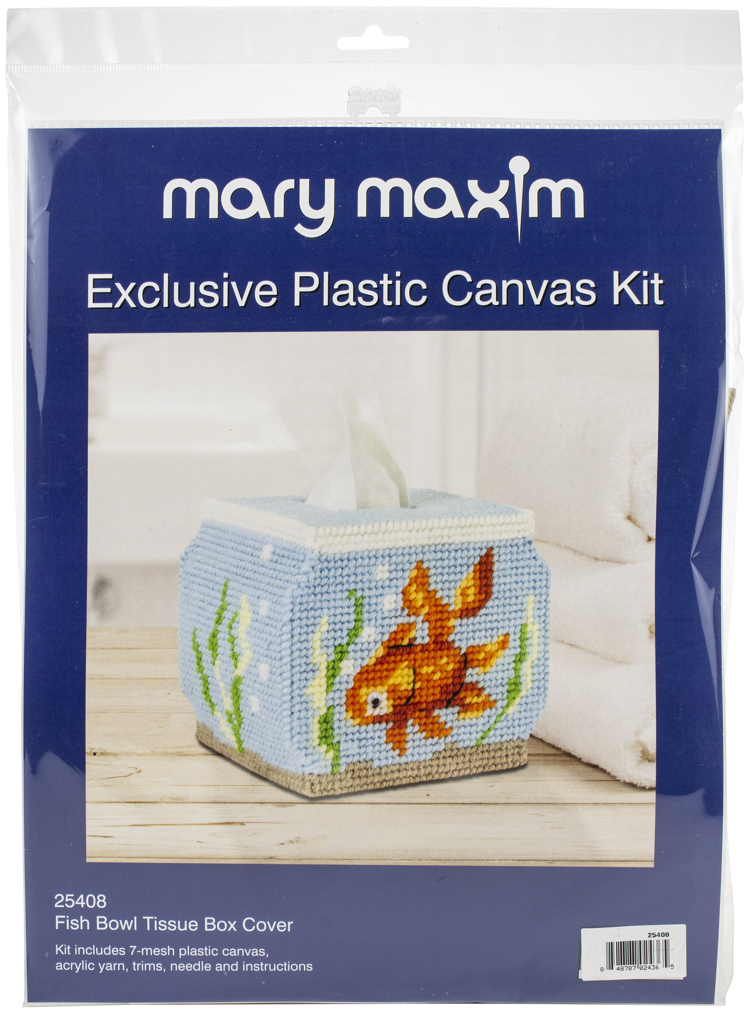 Mary Maxim Plastic Canvas Tissue Box Kit 5'-Fish Bowl (7 Count)