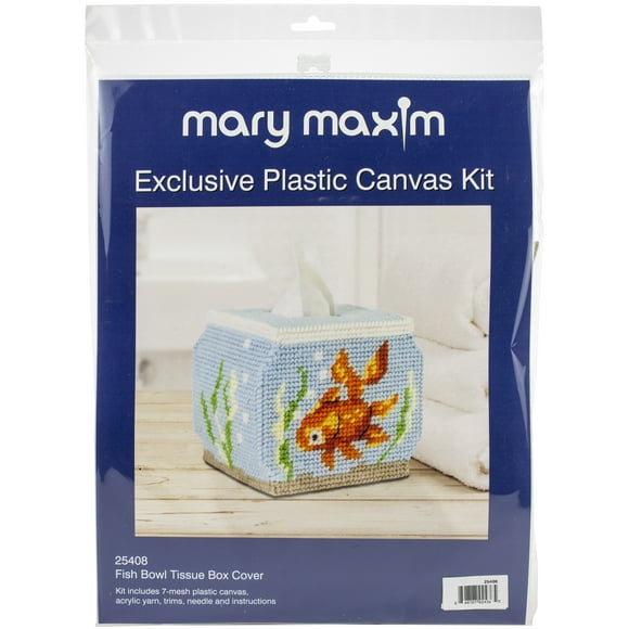 Mary Maxim Plastic Canvas Tissue Box Kit 5"-Fish Bowl (7 Count) 25408