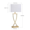 thumbnail image 6 of 21'' Gold Bedside Lamps Set Of 2, White Rectangular Linen Shades, Luxury Wrought Iron Geometric Base, Antique Table Lamps For Night Stands With Moody & Cozy Accent Lighting, E26 Socket, 6 of 12