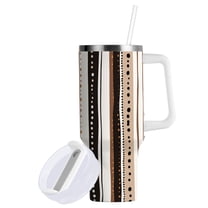 Yayeee 30oz Double-Wall Insulated Stainless Steel Tumbler with Handle Bottle, Brown Abstract Stripes