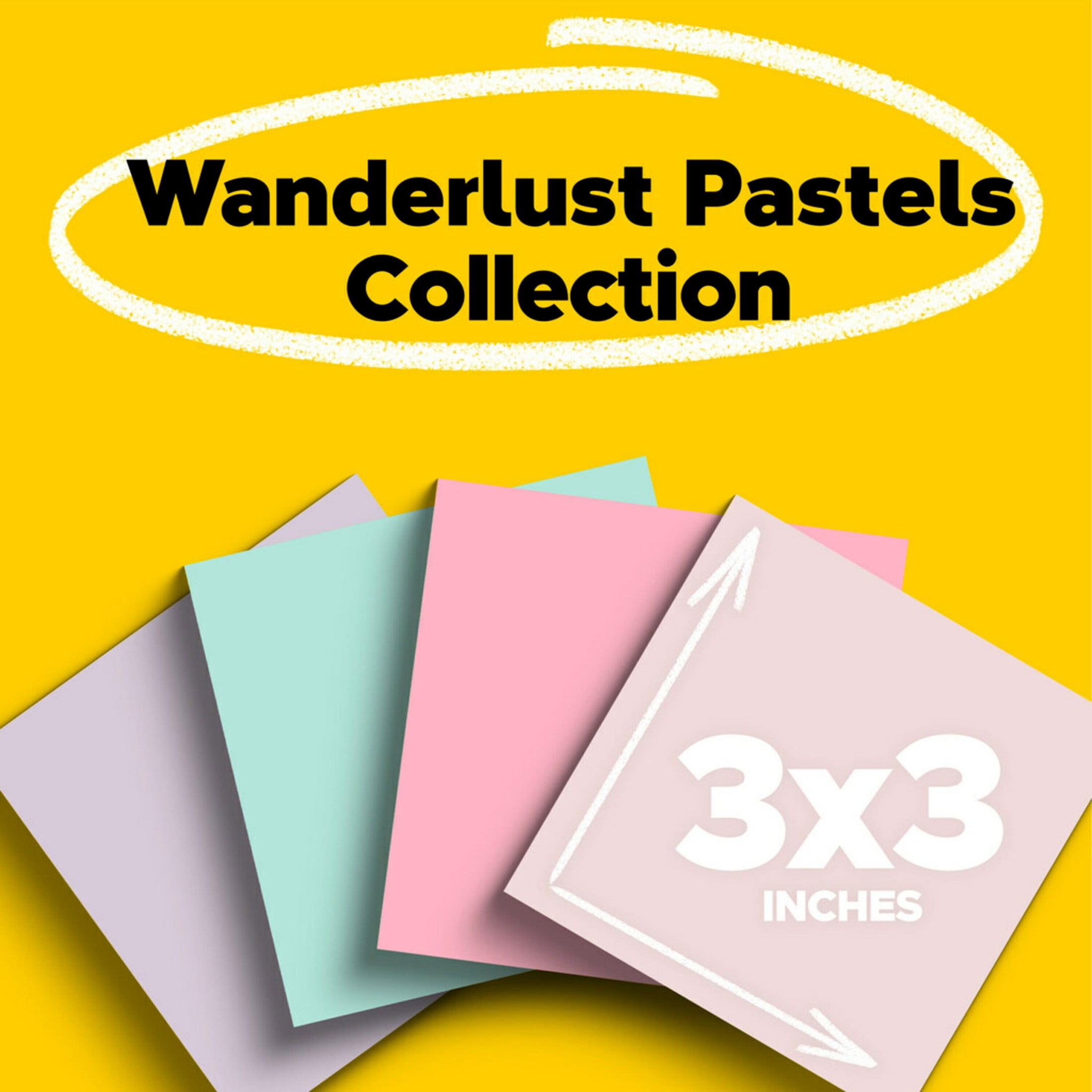 Post-it Recycled Super Sticky Notes, 3 in x 3 in, Wanderlust Pastels, 24 Pads