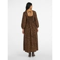 thumbnail image 2 of Time and Tru Women's Tie Back Maxi Dress with 3/4-Length Sleeves, Sizes XS-XXXL, 2 of 4