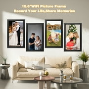 GCZ 15.6 inch Large WIFI Digital Photo Frame with 1080P IPS Full HD Touchscreen Share Photos and Videos Instantly via FRAMEO App, SD Card USB Support