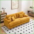 thumbnail image 3 of Modern 3-Seater Corduroy Sofa with 4 Pillows – 79.3” Long for Living Room | Orange | Solid Wood Frame | Sponge Cushions, 3 of 9